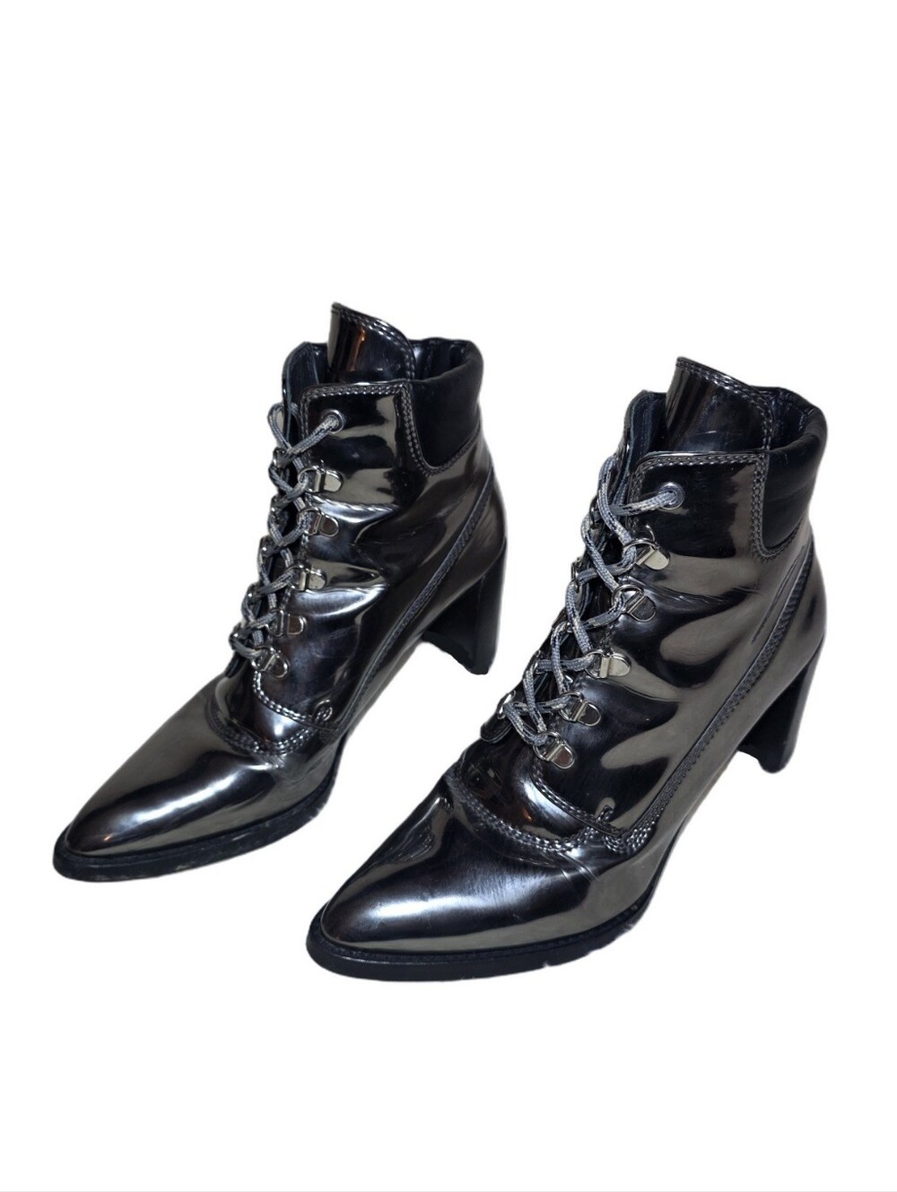 Stuart Weitzman x Gigi Hadid "Gigi Boot" Iron Specchio Metallic Size 8 - Picture 4 of 13